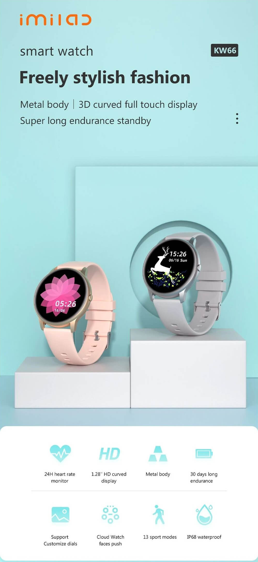 ساعت هوشمند شیائومی Xiaomi IMILAB KW66 Smart Watch
