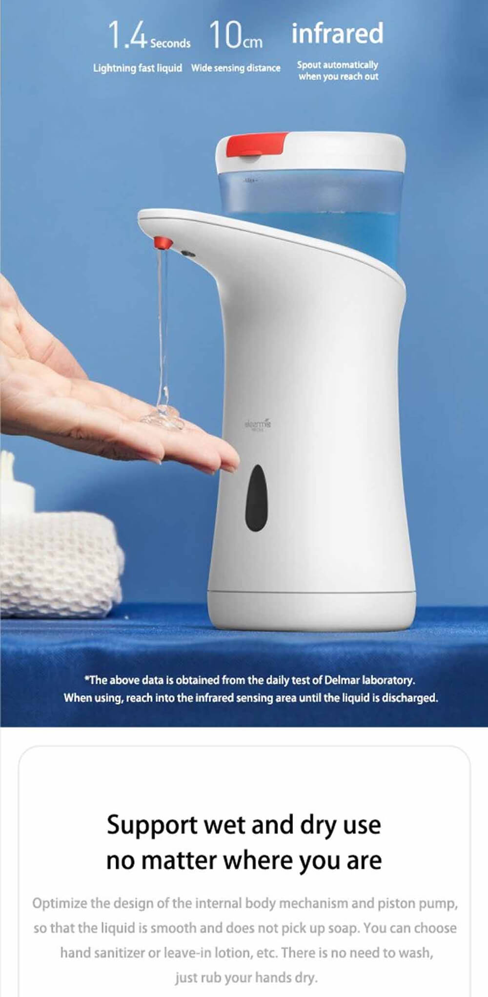 پمپ مایع دستشویی اتوماتیک درما مدل Xiaomi Deerma hand Wash Basin Dem-XS100 Smart Hand