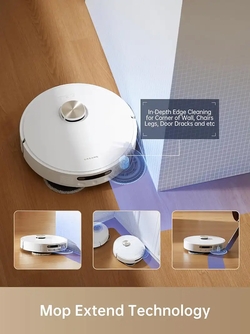 تمیزکاری عمیق لبه ها با جارو رباتیک شیائومی dreame L10s Pro Ultra Heat