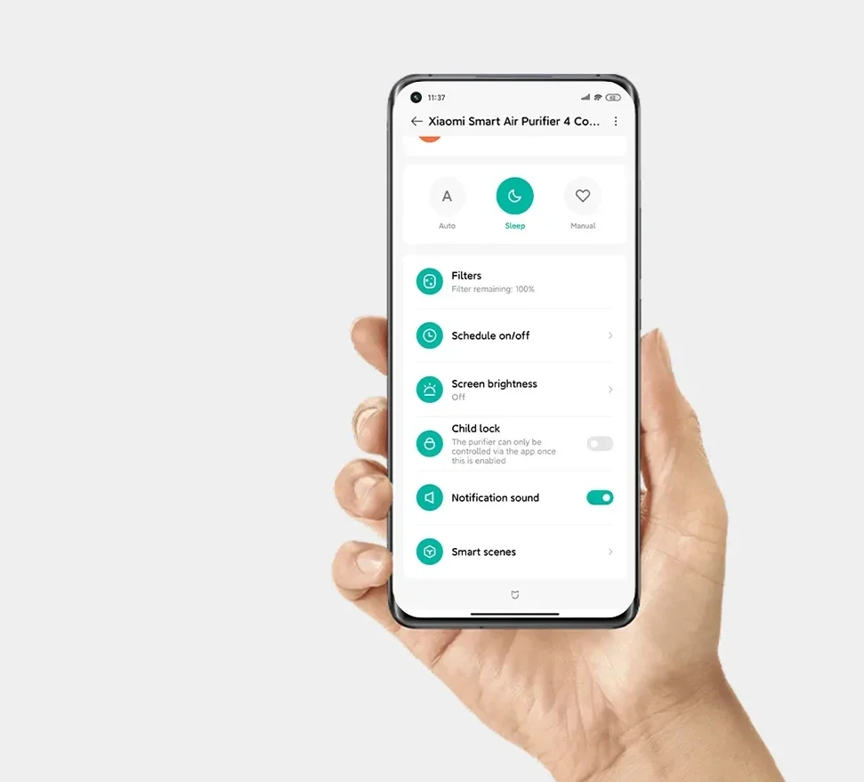 قابلیت سفارشی سازی فیلتر دستگاه تصفیه هوا شیائومی Air Purifier 4 Compact با برنامه می هوم
